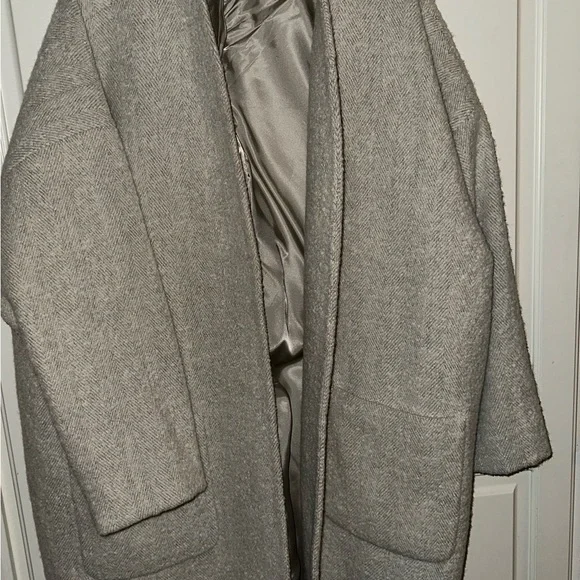 Eileen Fisher Long Open Coat in Oat Color - Picture 1 of 3